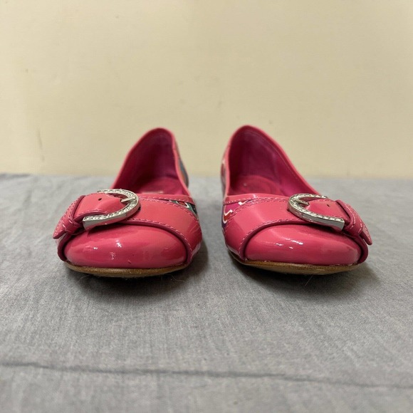 Coach Signature Remmi Poppy Pink Patent Leather Flat ballet Shoes Women's Sz 7.5 - Picture 2 of 10